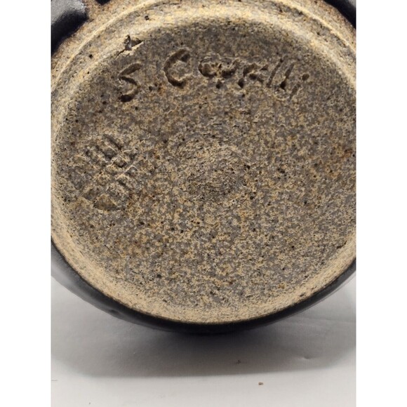 Studio Art Pottery Coffee Mug Blue Tones Stoneware Signed - Picture 9 of 10